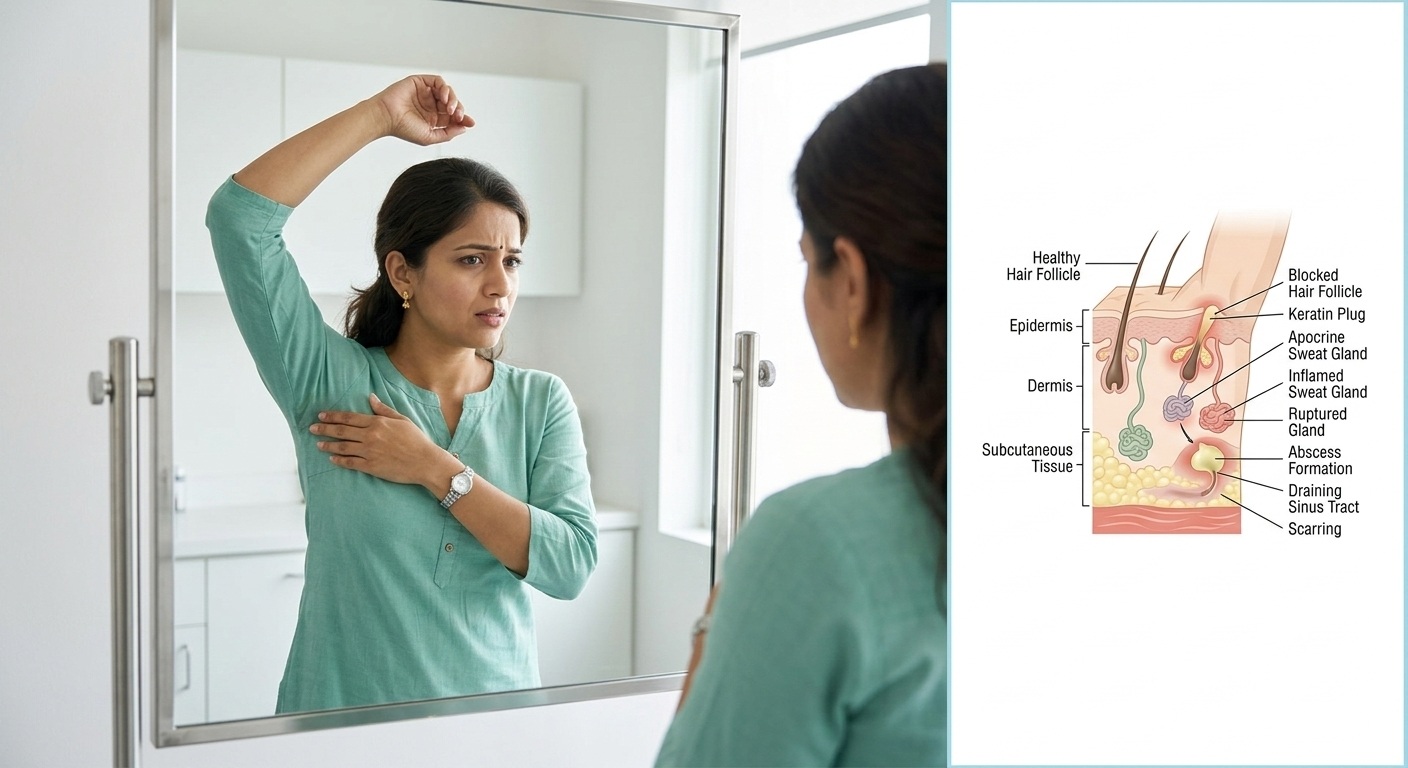 Axillary hidradenitis suppurativa medical illustration