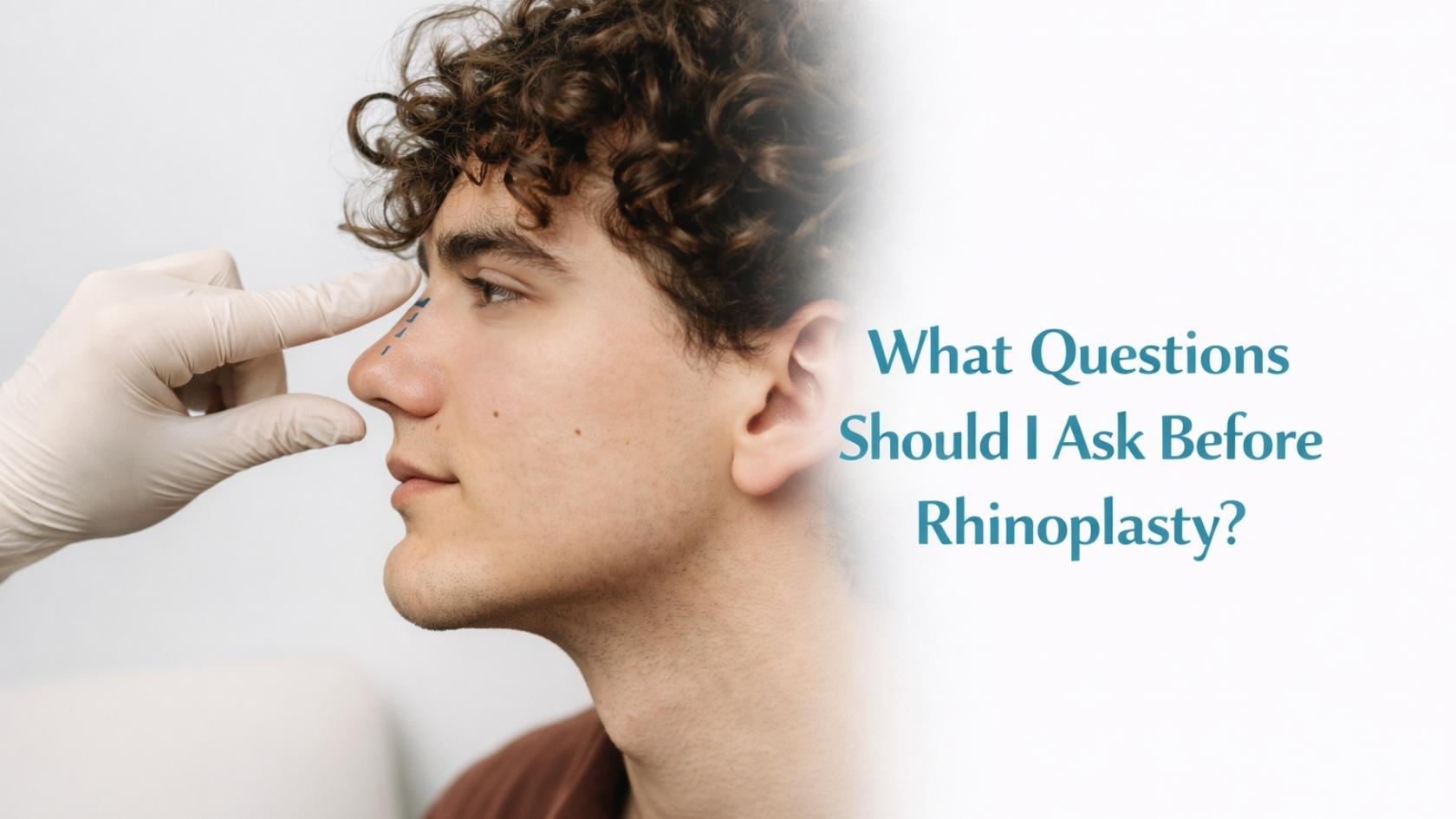 Rhinoplasty consultation showing nasal assessment and surgical planning markings