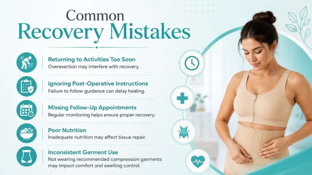 Common recovery mistakes that can affect mommy makeover recovery time and healing after surgery