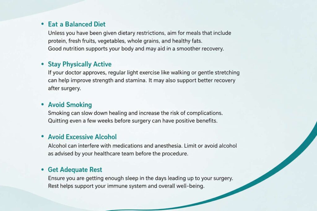 Prepare your body before surgery with balanced nutrition, physical activity, and healthy habits