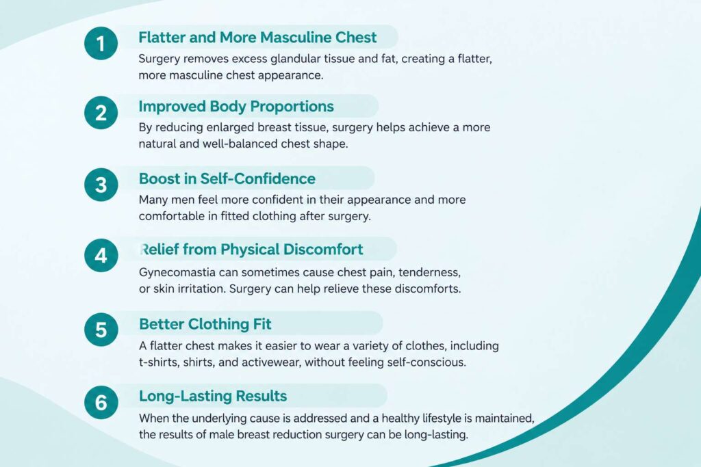 Benefits of male breast reduction surgery including improved chest contour and confidence